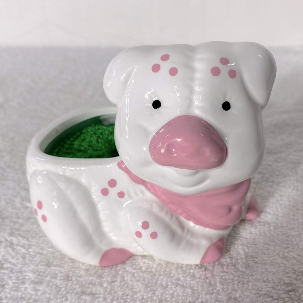 Vintage Ceramic Pig Sponge Holder Soap Dish Trinket Dish